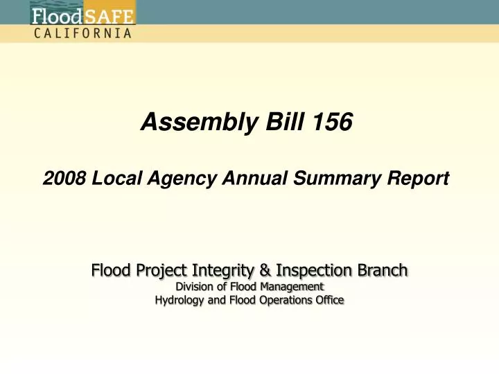 assembly bill 156 2008 local agency annual summary report