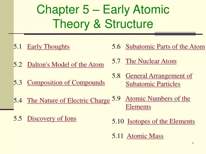 chapter 5 early atomic theory structure