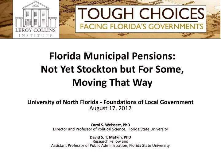 florida municipal pensions not yet stockton but for s ome moving t hat way