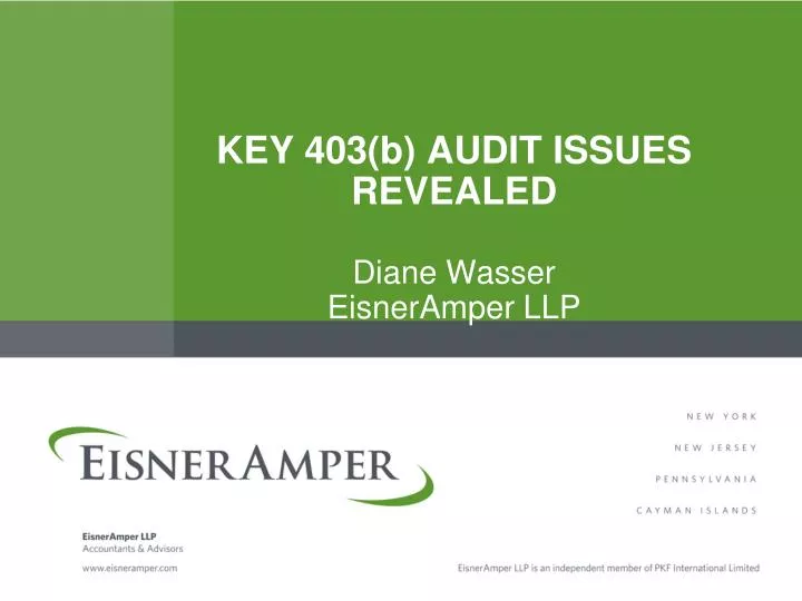 key 403 b audit issue s revealed diane wasser eisneramper llp