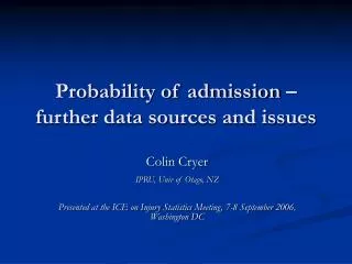 probability of admission further data sources and issues
