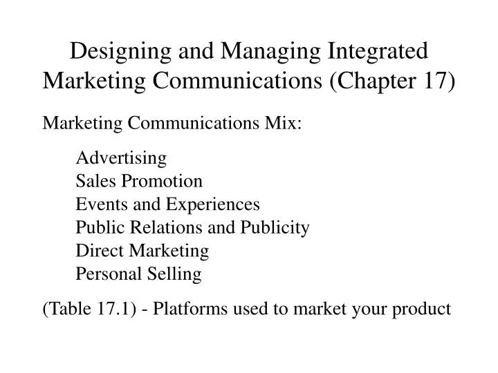 designing and managing integrated marketing communications chapter 17