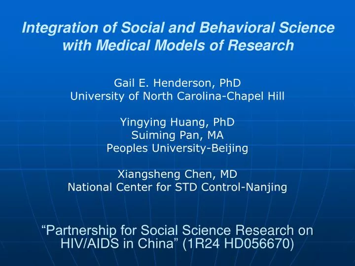 integration of social and behavioral science with medical models of research
