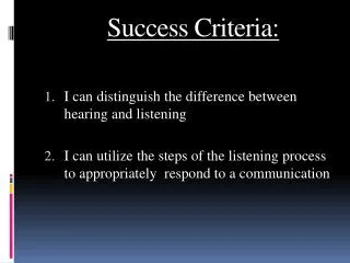 Success Criteria:
