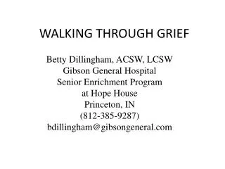 WALKING THROUGH GRIEF