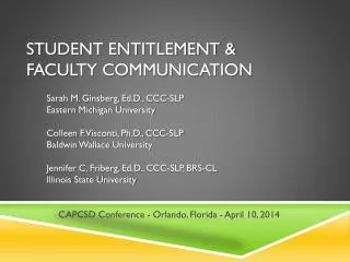 Student Entitlement &amp; Faculty Communication