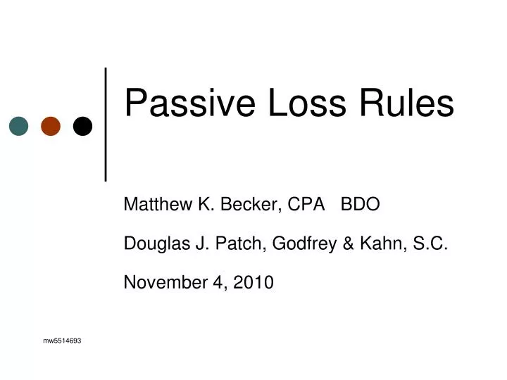 passive loss rules