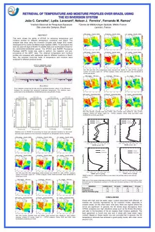 RETRIEVAL OF TEMPERATURE AND MOISTURE PROFILES OVER BRAZIL USING THE ICI INVERSION SYSTEM