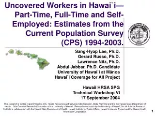 Sang-Hyop Lee, Ph.D. Gerard Russo, Ph.D. Lawrence Nitz, Ph.D. Abdul Jabbar, Ph.D. Candidate