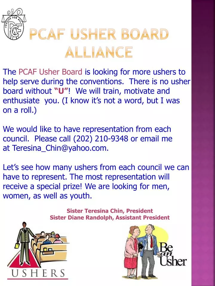 pcaf usher board alliance