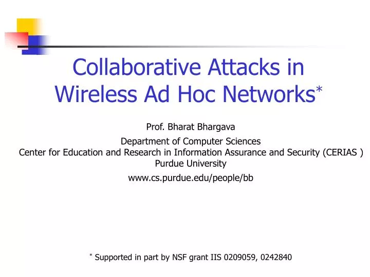 collaborative attacks in wireless ad hoc networks