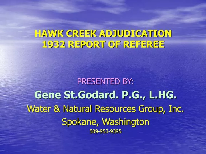 hawk creek adjudication 1932 report of referee