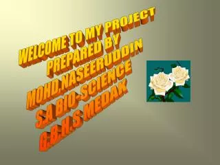 WELCOME TO MY PROJECT PREPARED BY MOHD,NASEERUDDIN S.A BIO-SCIENCE G.B.H.S MEDAK