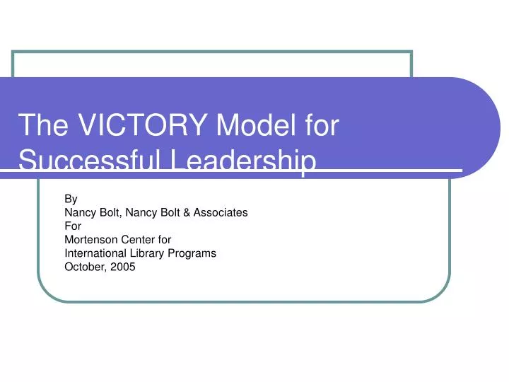 the victory model for successful leadership