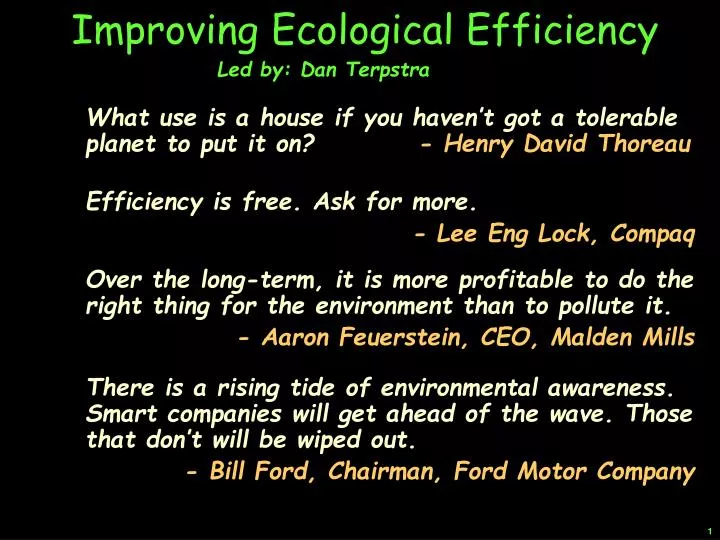 improving ecological efficiency