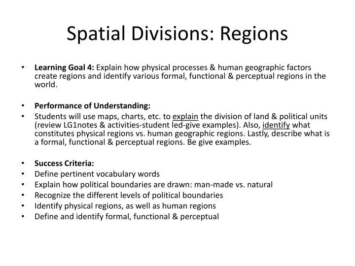 spatial divisions regions
