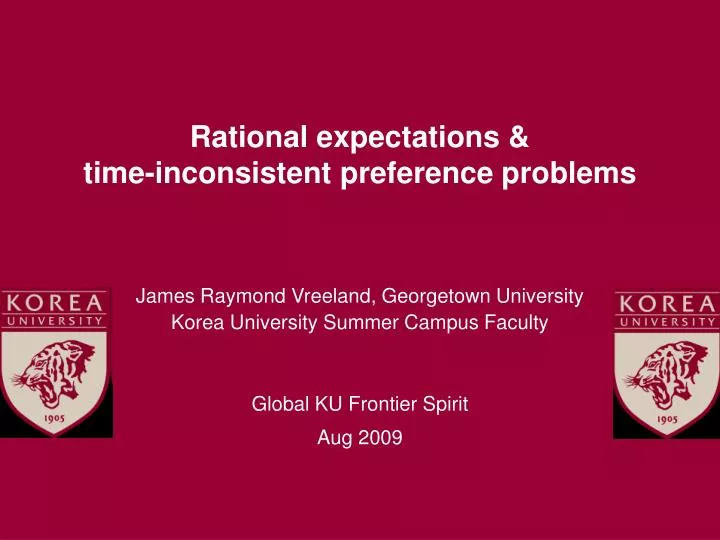 rational expectations time inconsistent preference problems
