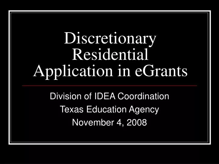 discretionary residential application in egrants