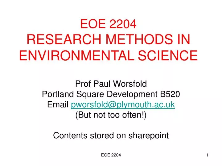 eoe 2204 research methods in environmental science