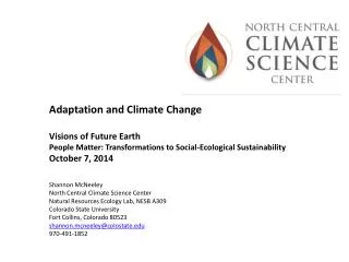 Shannon McNeeley North Central Climate Science Center