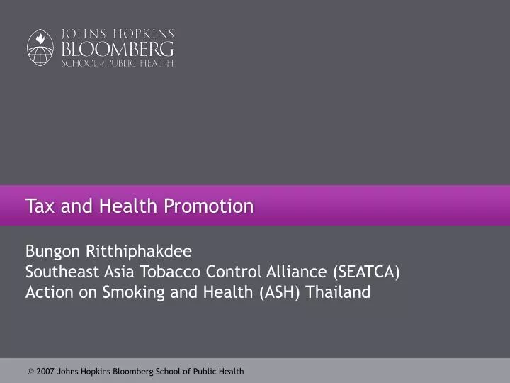 tax and health promotion