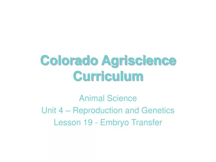 colorado agriscience curriculum