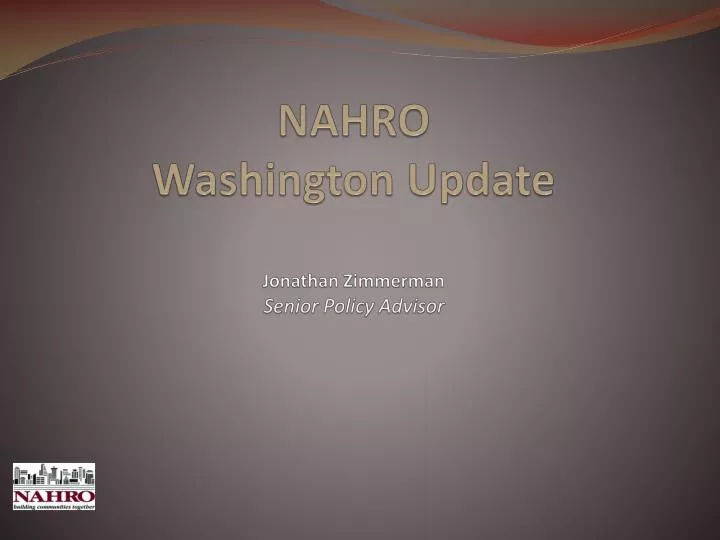 nahro washington update jonathan zimmerman senior policy advisor