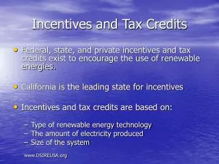 Incentives and Tax Credits