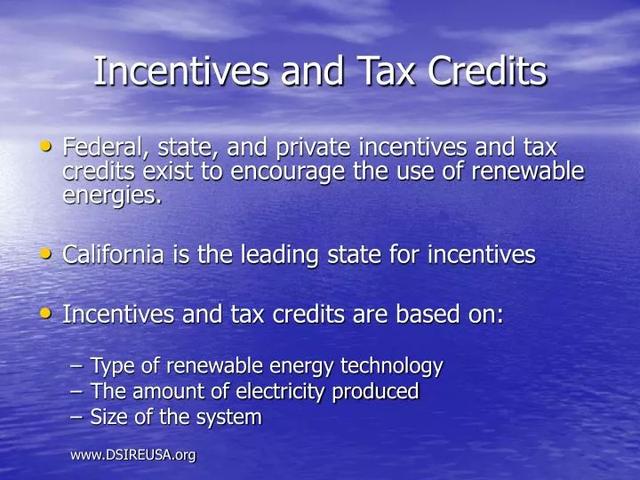 incentives and tax credits