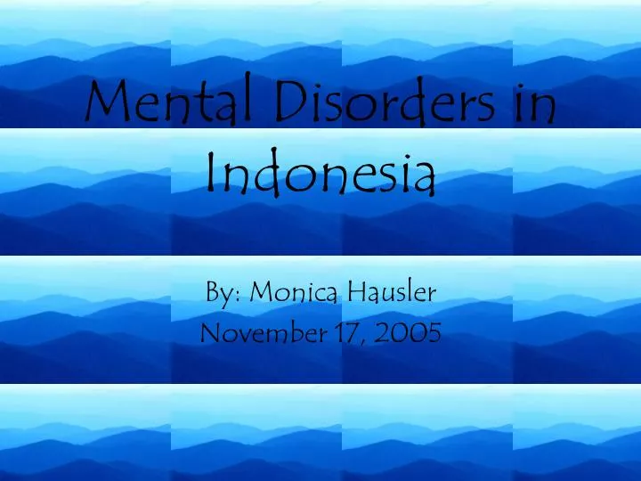 mental disorders in indonesia