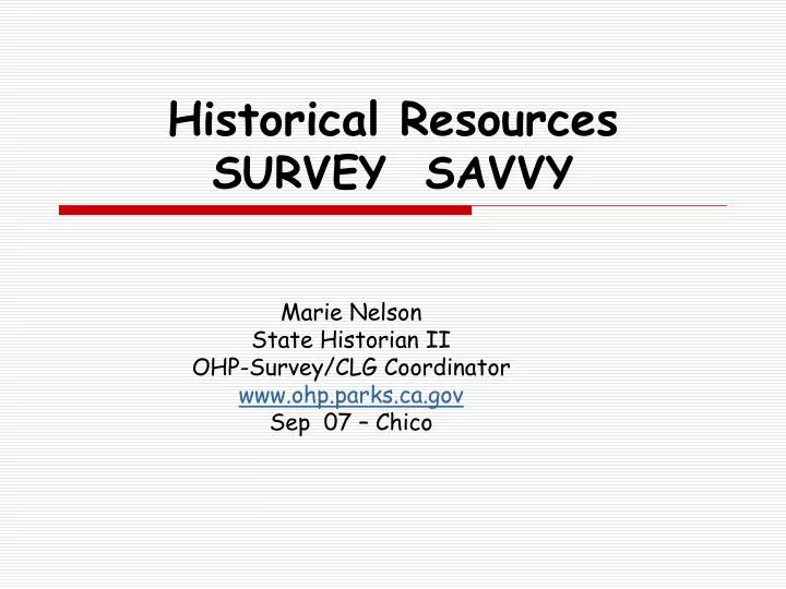 historical resources survey savvy