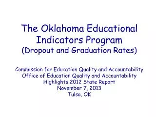 The Oklahoma Educational Indicators Program