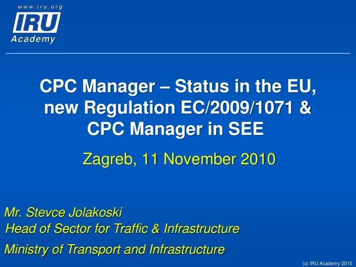 cpc manager status in the eu new regulation ec 2009 1071 cpc manager in see