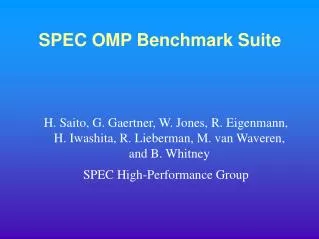 SPEC OMP Benchmark Suite