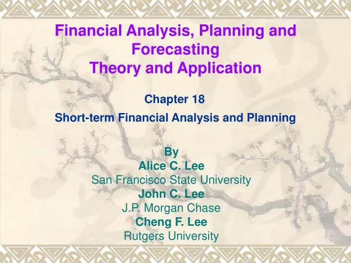 financial analysis planning and forecasting theory and application