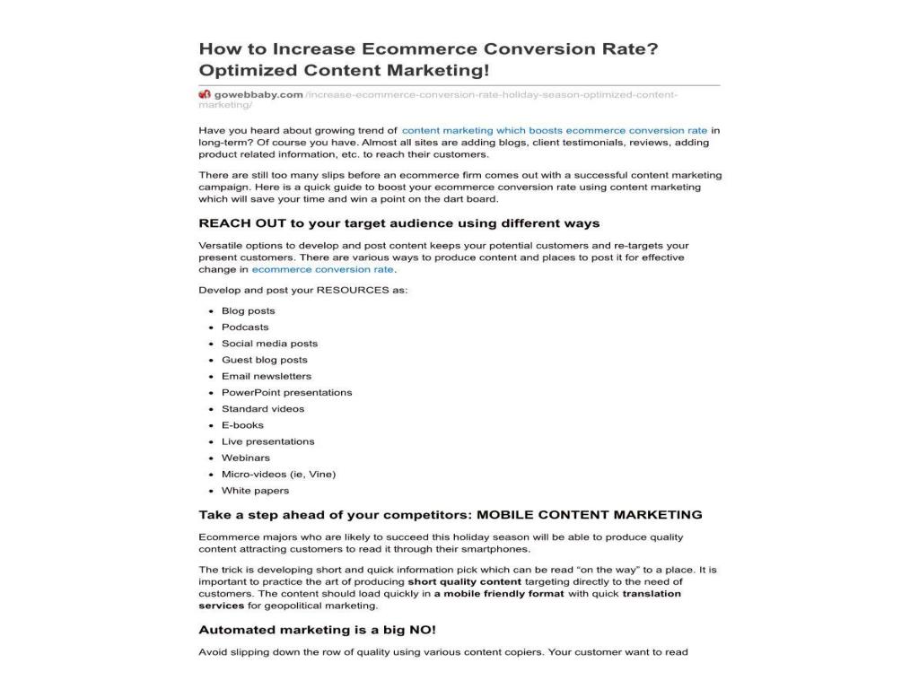 PPT - How to increase ecommerce conversion rate? Optimized Content ...