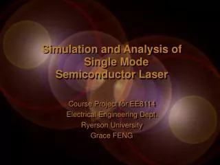 Simulation and Analysis of Single Mode Semiconductor Laser