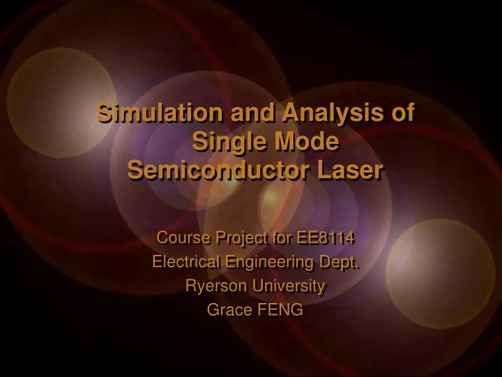 simulation and analysis of single mode semiconductor laser