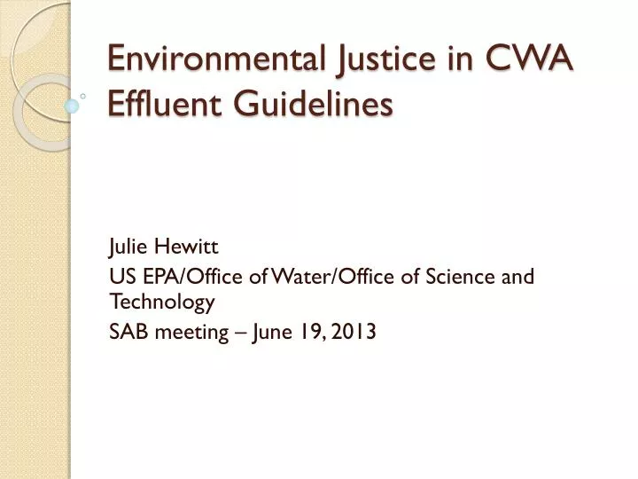 environmental justice in cwa effluent guidelines