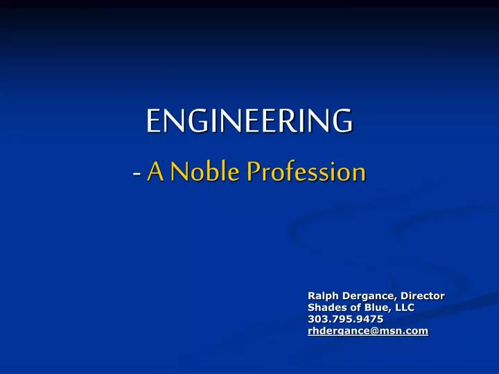 engineering a noble profession