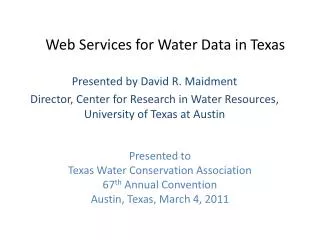 Web Services for Water Data in Texas