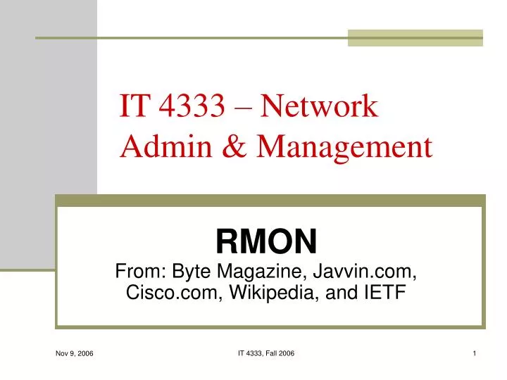it 4333 network admin management