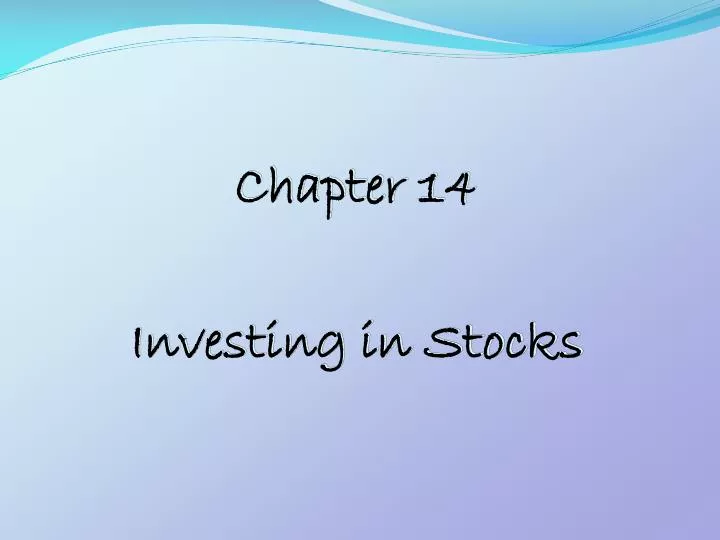 chapter 14 investing in stocks