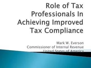 Role of Tax Professionals In Achieving Improved Tax Compliance