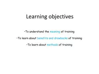 Learning objectives