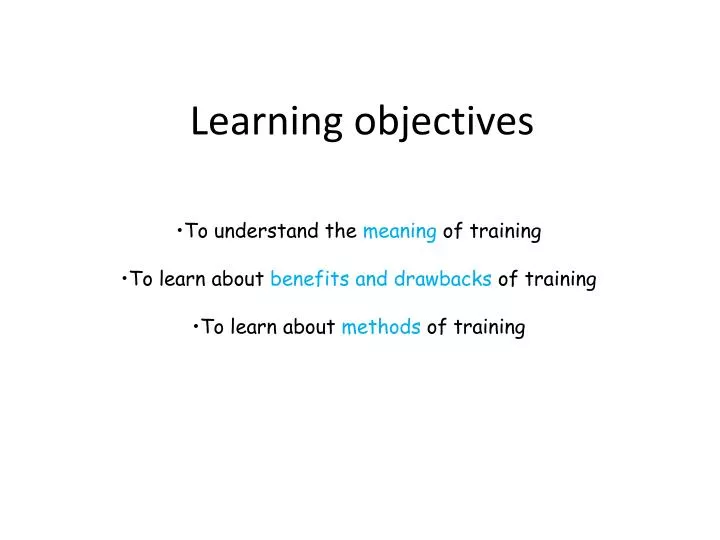 learning objectives