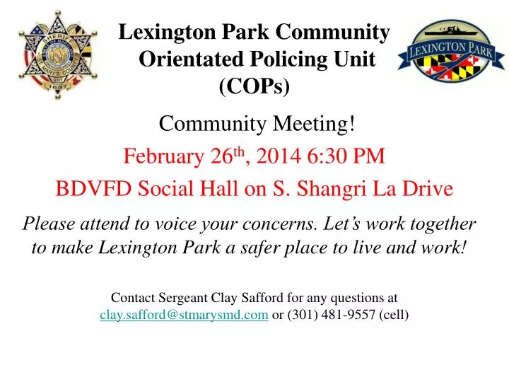 lexington park community orientated policing unit cops