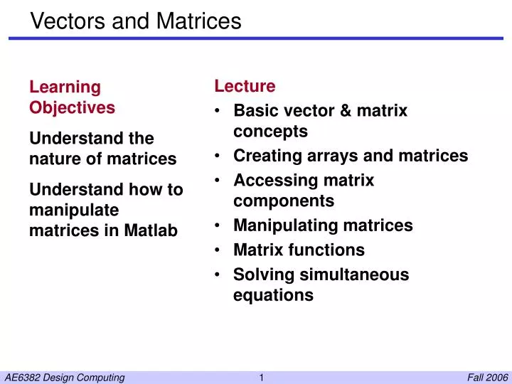 vectors and matrices