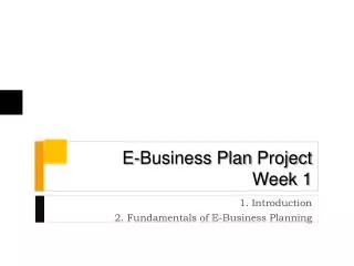 E-Business Plan Project Week 1