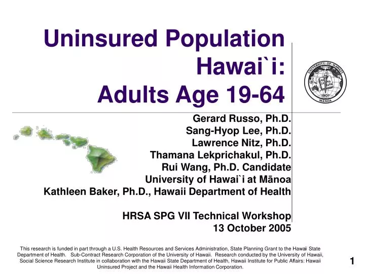 uninsured population hawai i adults age 19 64